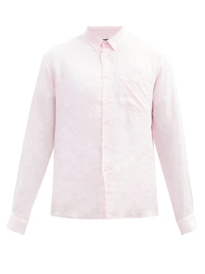 Vilebrequin Linen Solid Classic Fit Shirt In Pink