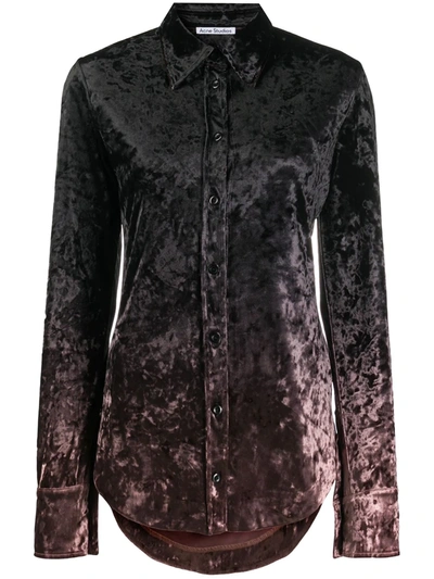 Acne Studios Crushed Velvet Gradient Shirt In Brown