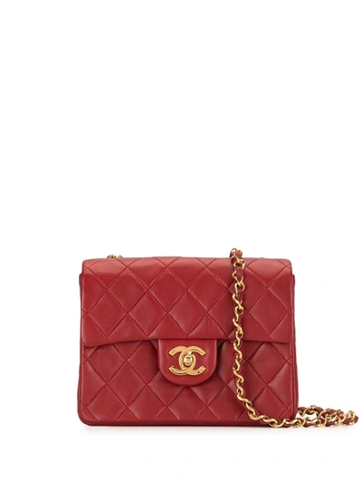 Pre-owned Chanel 1990s Diamond-quilted Flap Shoulder Bag In Red
