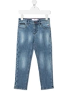 Philipp Plein Junior Iconic Plein Straight-leg Jeans In Blue