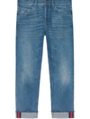 GUCCI TAPERED DENIM trousers WITH WEB,12562753
