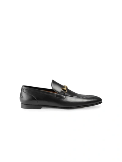 GUCCI JORDAAN LEATHER LOAFERS,12156650