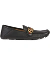 Gucci Men's Noel Leather Drivers With Gg Web Strap In Black