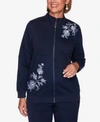 ALFRED DUNNER WOMEN'S MISSY VACATION MODE SCROLL FLORAL QUILT EMBROIDERED JACKET