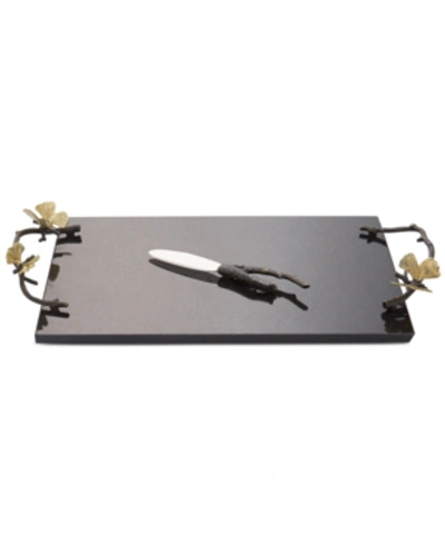 Michael Aram Two-piece Butterfly Ginkgo Cheeseboard And Knife Set In Black