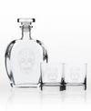 Rolf Glass Sugar Skull 3 Piece Gift Set - Whiskey Decanter And Rocks Glasses In No Color
