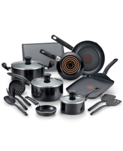 T-fal Culinaire 16-pc. Nonstick Aluminum Cookware Set In Black