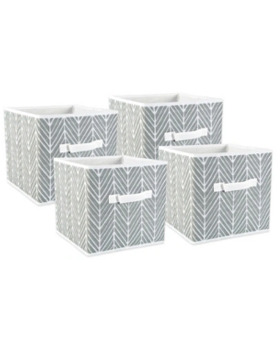 Design Imports Non-woven Polyester Cube Herringbone Square Set Of 4 In Gray