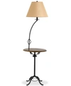 Cal Lighting 150w 3-way Iron Floor Lamp With Wood Tray Table Lamp In Black