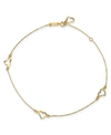 MACY'S HEART ANKLET WITH ADJUSTABLE 1" EXTENSION IN 14K YELLOW GOLD