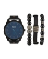 AMERICAN EXCHANGE MEN'S BLACK ANALOG QUARTZ WATCH AND HOLIDAY STACKABLE GIFT SET