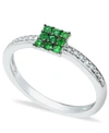 Macy's Emerald (1/5 Ct. T.w.) And Diamond (1/20 Ct. T.w.) Stackable Ring In Sterling Silver In Emerald