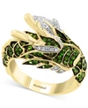 Effy Collection Effy Tsavorite (3/4 Ct. T.w.) & Diamond (1/5 Ct. T.w.) Dragon Statement Ring In 14k Gold In Tsavorite