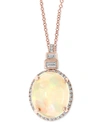 Effy Collection Effy Opal (3-1/6 Ct. T.w.) & Diamond (1/6 Ct. T.w.) 18" Pendant Necklace In 14k Rose Gold In Opal