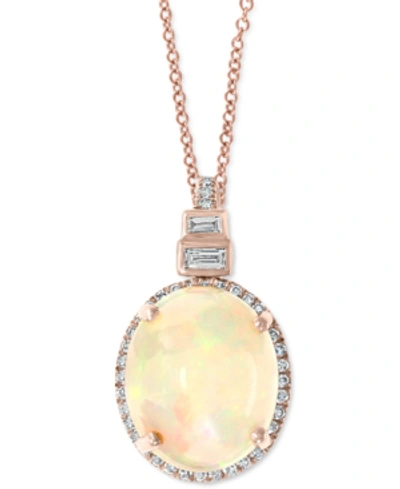 Effy Collection Effy Opal (3-1/6 Ct. T.w.) & Diamond (1/6 Ct. T.w.) 18" Pendant Necklace In 14k Rose Gold