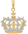 MACY'S SOVEREIGN CROWN CHARM PENDANT IN 14K GOLD & WHITE RHODIUM PLATED