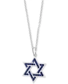 EFFY COLLECTION EFFY MEN'S SAPPHIRE STAR OF DAVID 22" PENDANT NECKLACE (1 CT. T.W.) IN STERLING SILVER