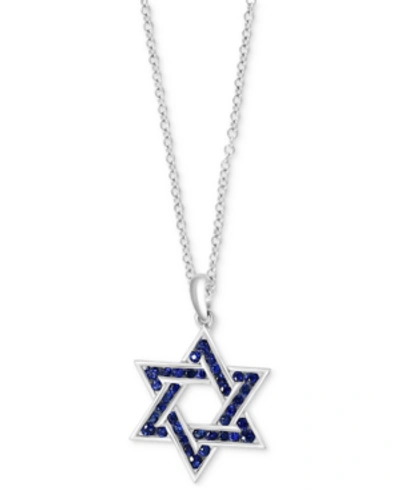Effy Collection Effy Men's Sapphire Star Of David 22" Pendant Necklace (1 Ct. T.w.) In Sterling Silver In Blue