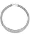 Italian Gold Wide Mesh Graduated 18" Statement Necklace In 14k Yellow Gold (also In 14k White Gold) In White Gold