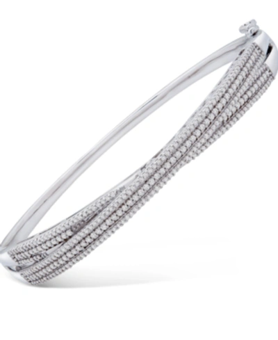 Wrapped In Love Diamond Multi-row Crossover Bangle Bracelet (1 Ct. T.w.) In Sterling Silver, Created For Macy's