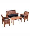 CORLIVING DISTRIBUTION MIRAMAR 4 PIECE HARDWOOD OUTDOOR CHAIR AND COFFEE TABLE SET