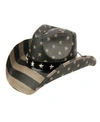 EPOCH HATS COMPANY ANGELA & WILLIAM BLACK AMERICAN FLAG COWBOY HAT WITH STAR STUDS