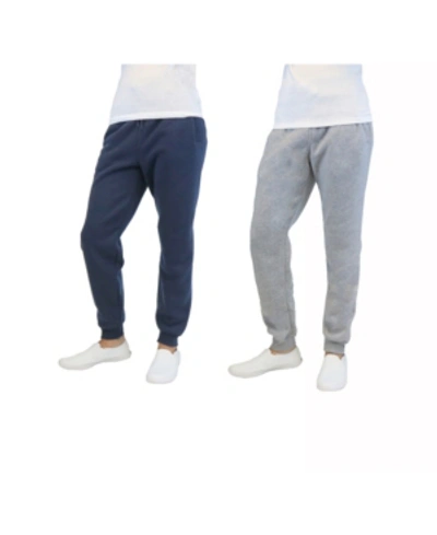 Galaxy By Harvic Men's 2-packs Slim-fit Fleece Jogger Sweatpants In Navy,heather Gray