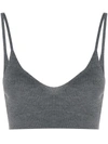 Cashmere In Love Ribbed-knit Cropped Top In Grey