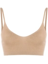 Cashmere In Love Ribbed-knit Cropped Top In Neutrals