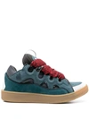 Lanvin Curb Sneakers In Suede And Fabric Color Blue And Red In Blue