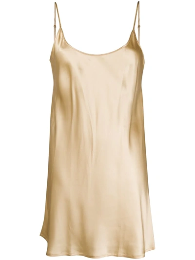 La Perla S8 Short Silk Slip Dress In Beige