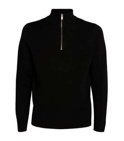 Sandro Wool Jumper With Zipped Collar In Black