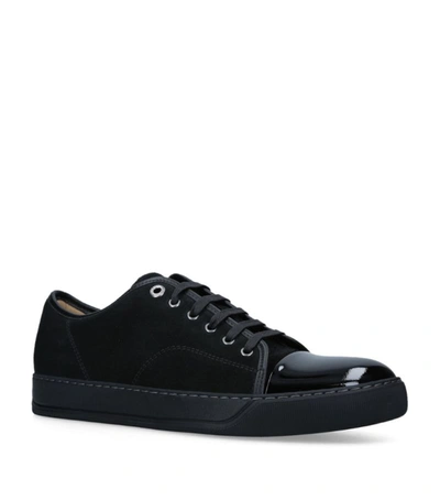 Lanvin Black Suede Patent Toe Sneakers In 1010 Black/black