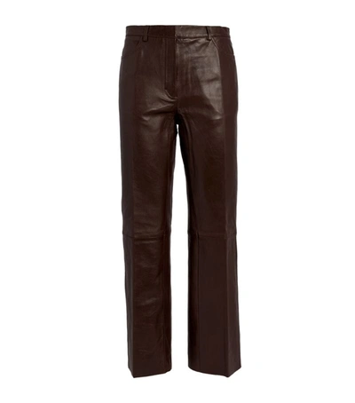 Sandro Womens Brown Bootcut Mid-rise Leather Trousers 14