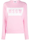 Msgm Crew Neck Logo-print Sweatshirt In Pink