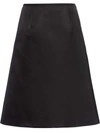 Prada Re-nylon Solid A-line Skirt In Nero