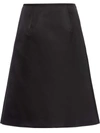 Prada Re-nylon Solid A-line Skirt In Black