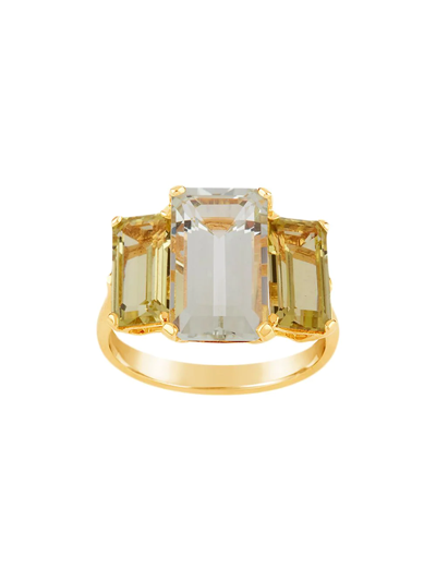 Dinny Hall Gold Plated Vermeil Silver Trinny Trilogy Green Amethyst And Oro Verde Ring