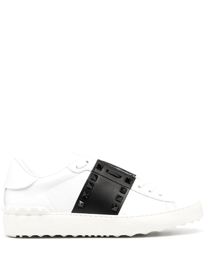 Valentino Garavani Valentino Calfskin Sneakers With Contrasting Bands And Rubber Studs In White