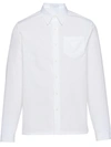 Prada Triangle Logo Patch Shirt In White