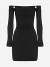 BALMAIN OFF SHOULDER-STYLE VISCOSE KNIT DRESS