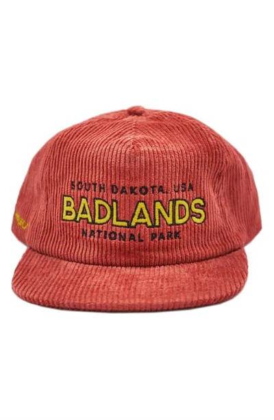 Parks Project Badlands Embroidered Corduroy Baseball Cap In Maroon ...