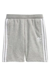 Adidas Originals Boy's Adidas Kids' Originals 3-stripes Fleece Shorts In Medium Grey Heather/ White