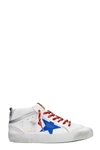 GOLDEN GOOSE MID STAR SNEAKERS IN WHITE LEATHER,11597385