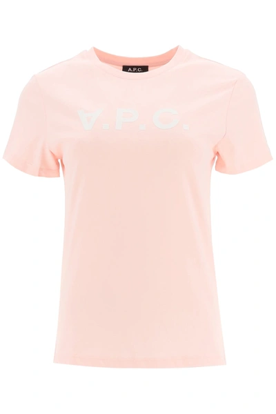 Apc Vpc Logo T-shirt In Rose Pale (white)