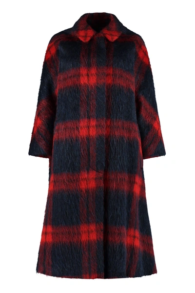 Red Valentino Oversize Checked Coat In Multicolor