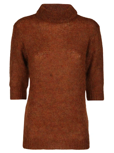 Lardini Rosa Virgin Wool Blend Knit Sweater In Brown