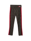 Fendi Leggings With Logoed Texture And Side Bands In Nocciola