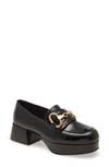 Jeffrey Campbell Student Platform Loafer In Black Crinkle Patent