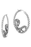 John Hardy Sterling Silver Legends Naga Hoop Earrings With Blue Sapphire In Silver